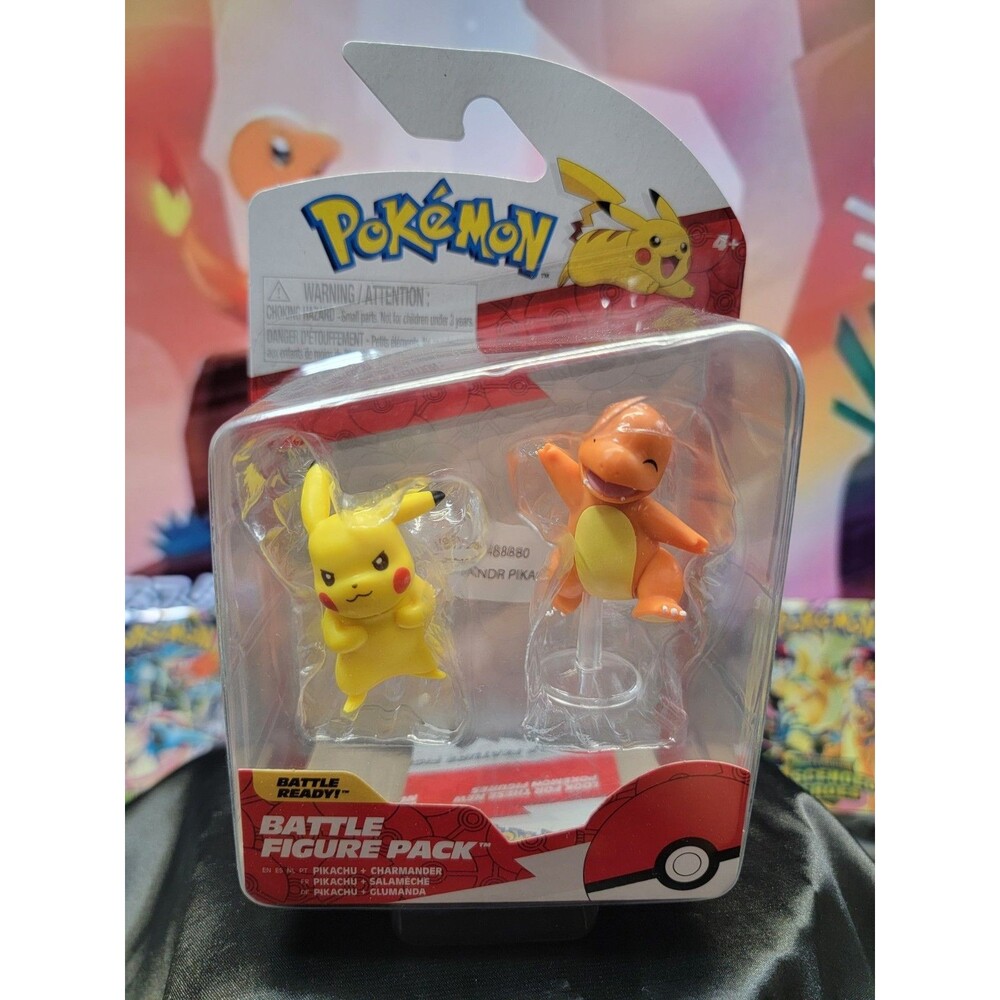 Jazwares Pokémon Battle Ready Figure Pack 2" Pikachu Charmander Starter New 2023